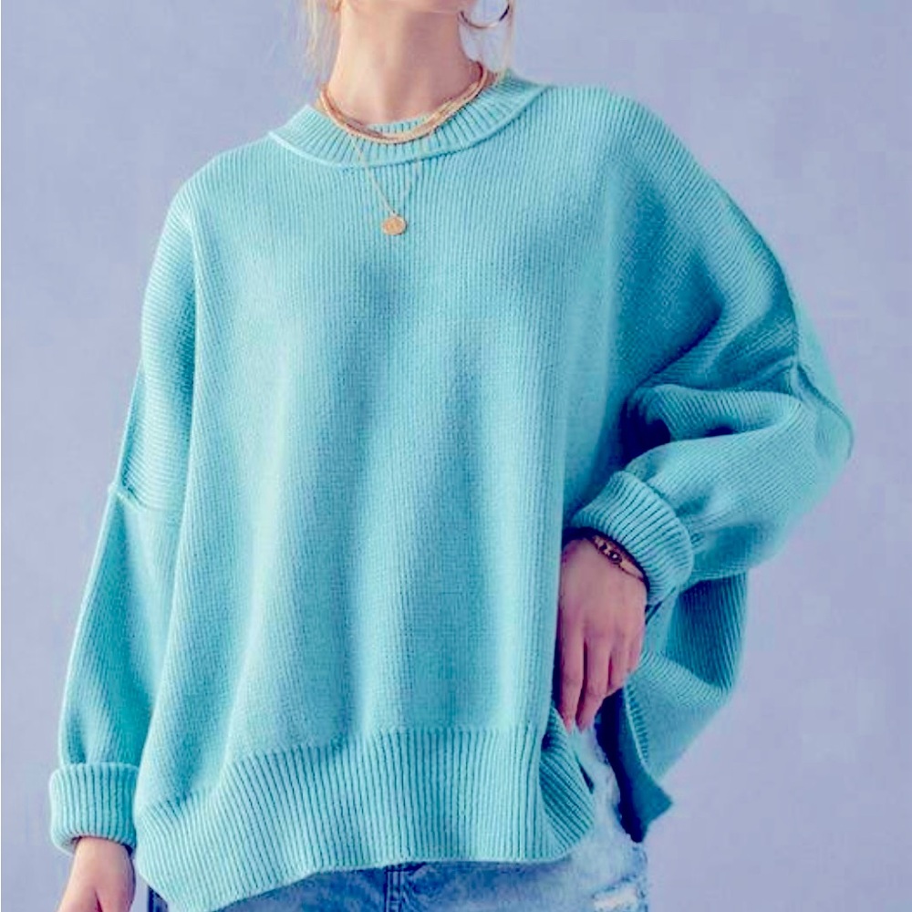 BNWT BEAUTIFUL CHUNKY KNIT SWEATER IN AQUA